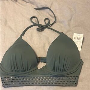 Green Halter Bikini Top
